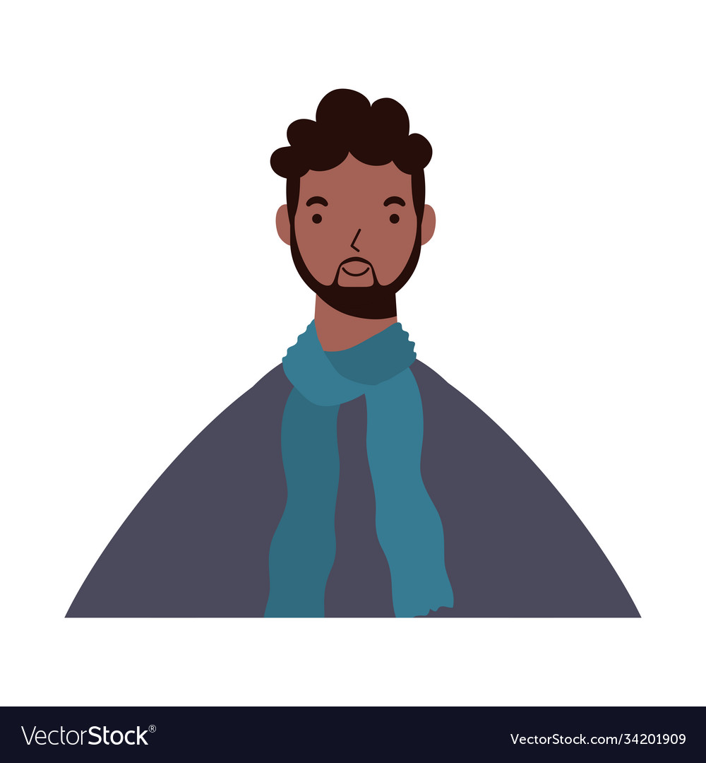 Afro ethnic man wearing scarf character icon Vector Image Afro ethnic man wearing scarf character icon Vector Image