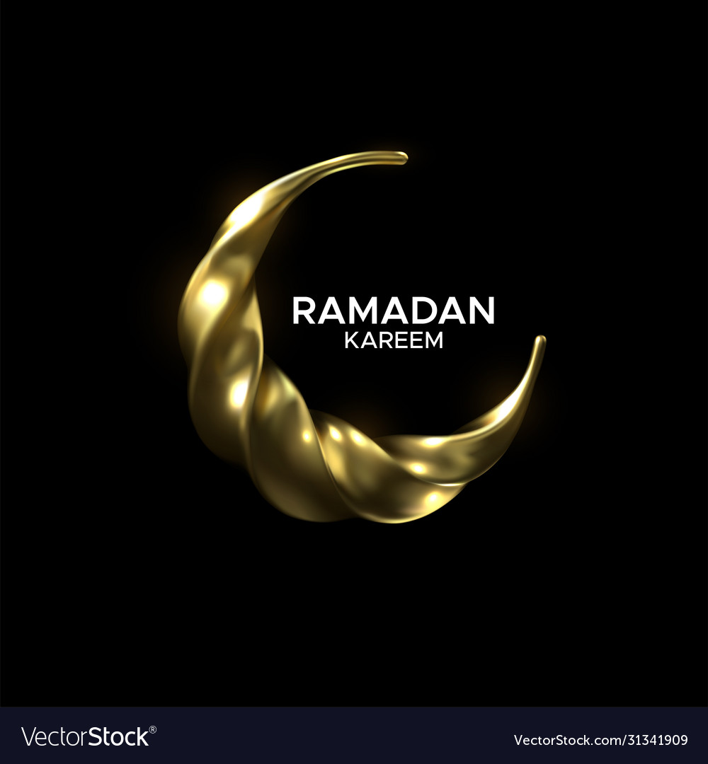 Golden crescent moon vector image Golden crescent moon