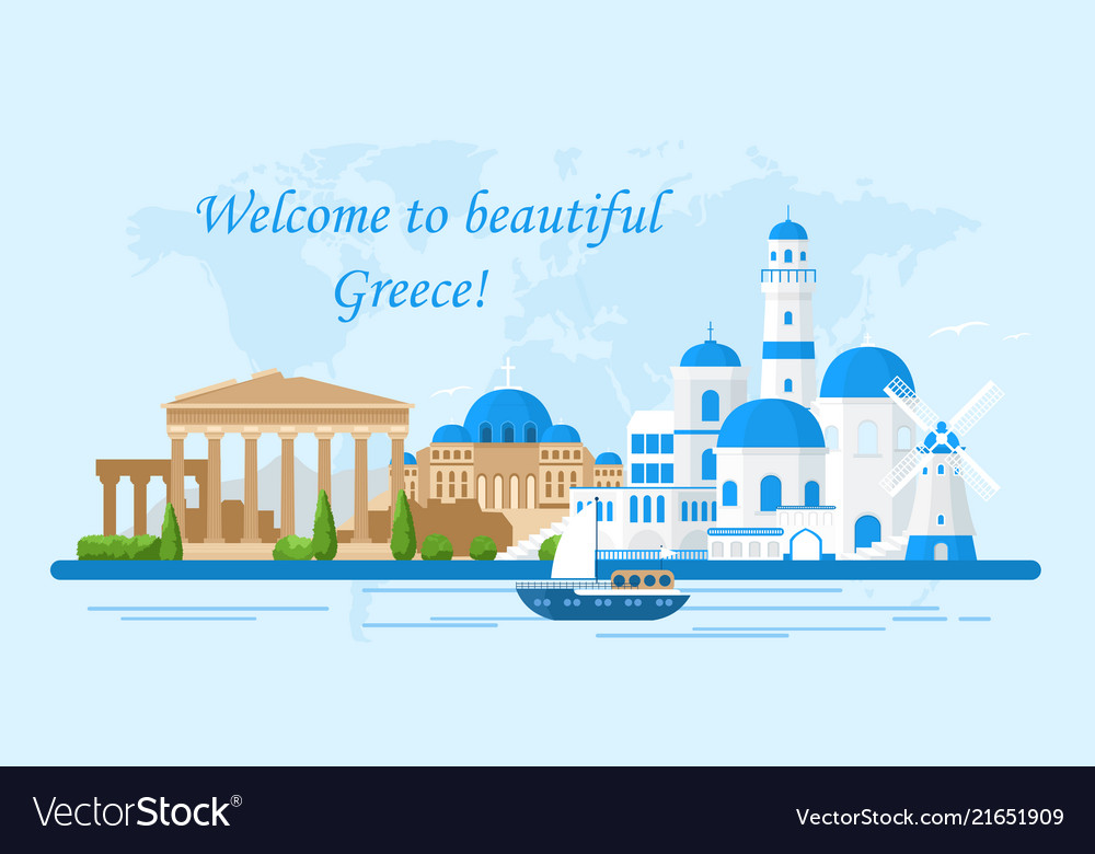 Greece travel concept Royalty Free Vector Image