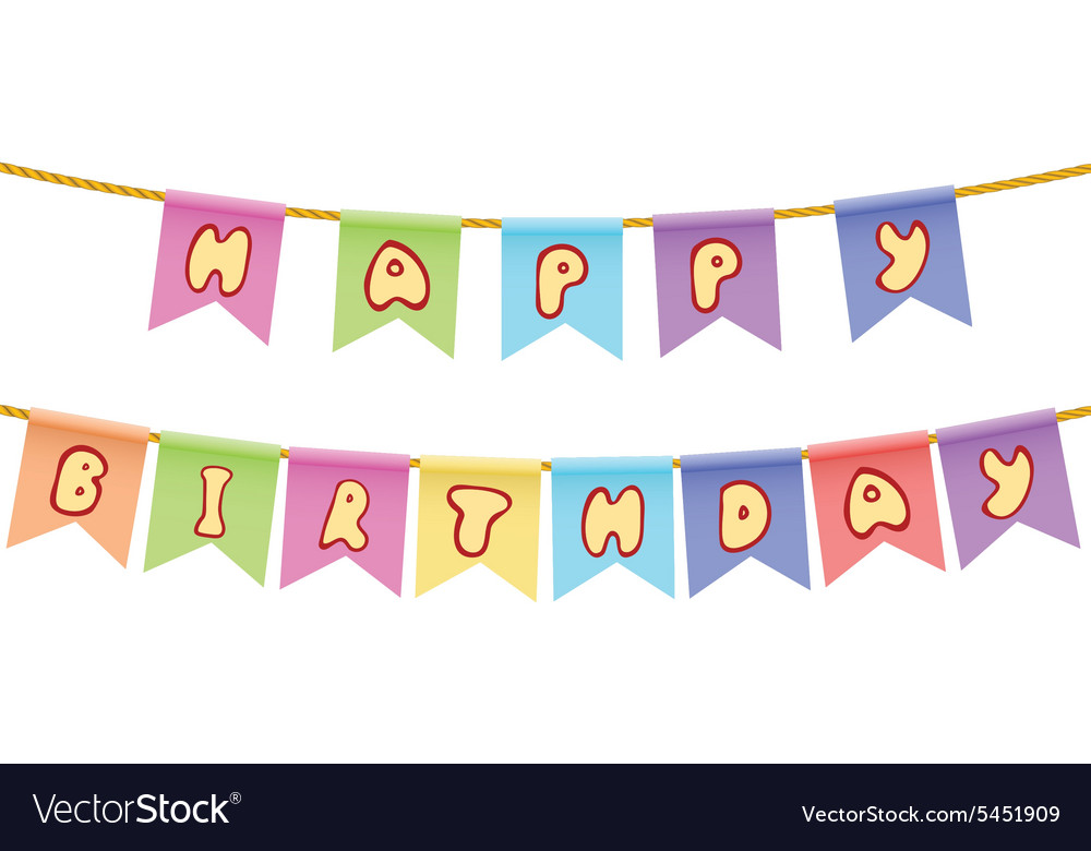 Happy birthday Text on rope isolated on white Vector Image