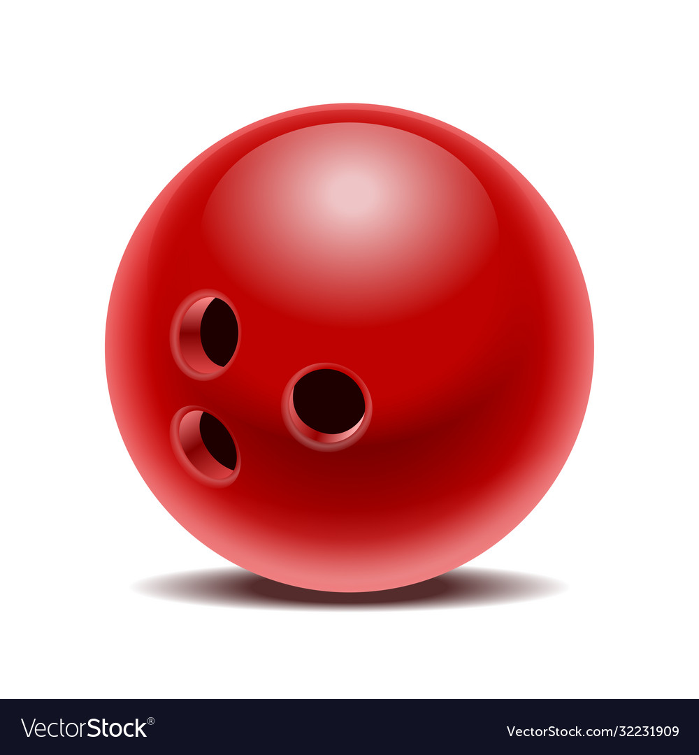 Red glossy bowling ball isolated on white Vector Image