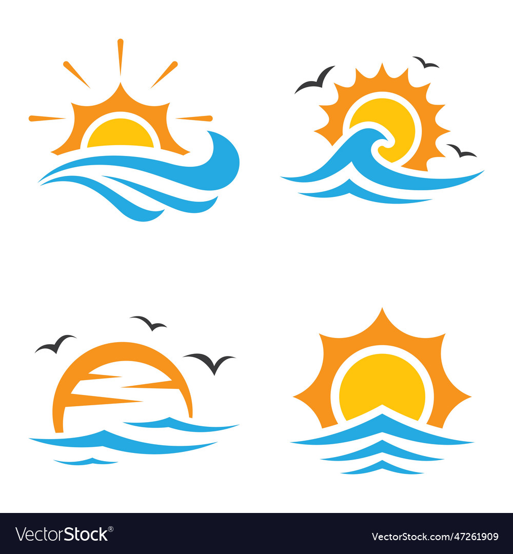 Sunset beach logo images Royalty Free Vector Image