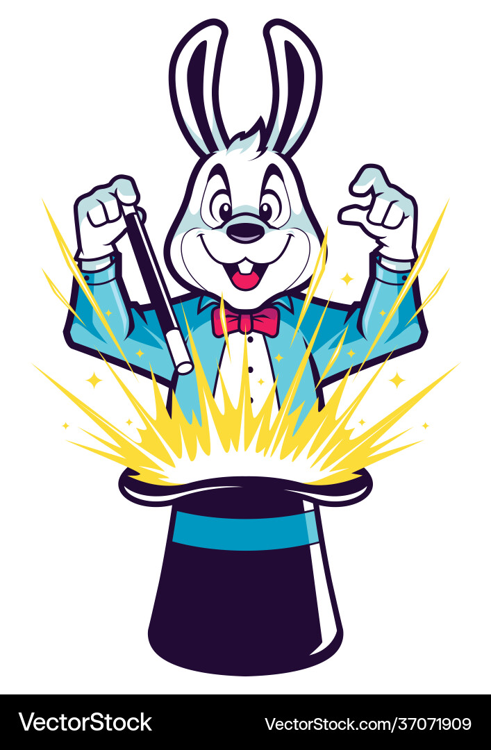 White rabbit magic trick Royalty Free Vector Image