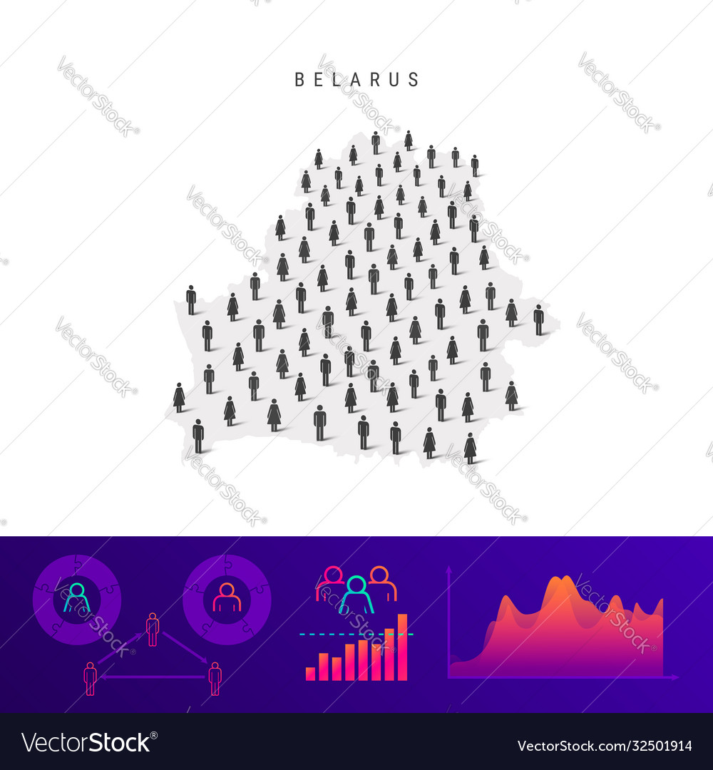 Belarusian People Map Detailed Silhouette Mixed Vector Image