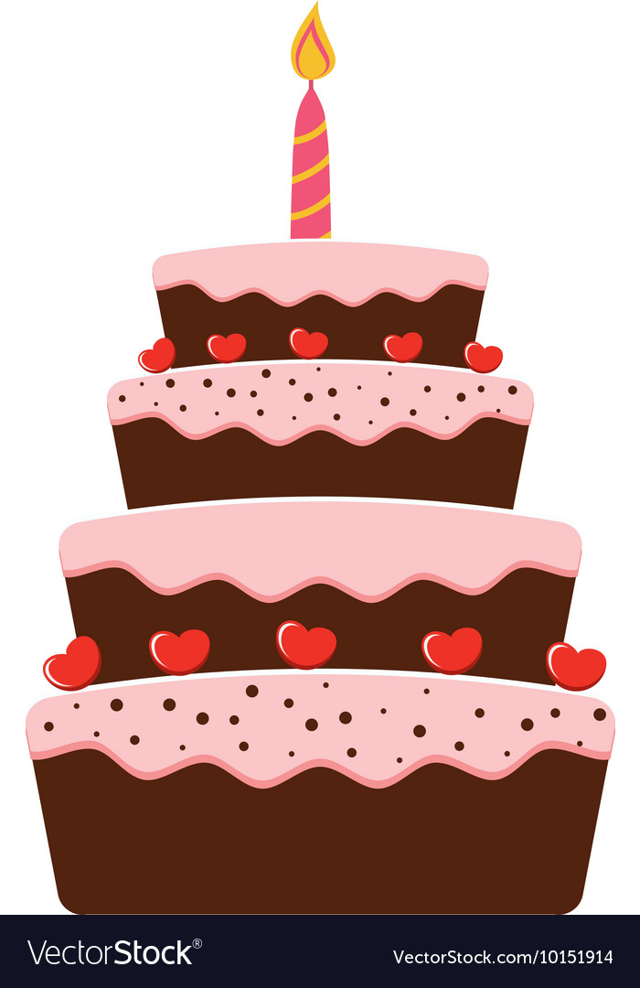 Cake candle party cream bakery birthday icon Vector Image