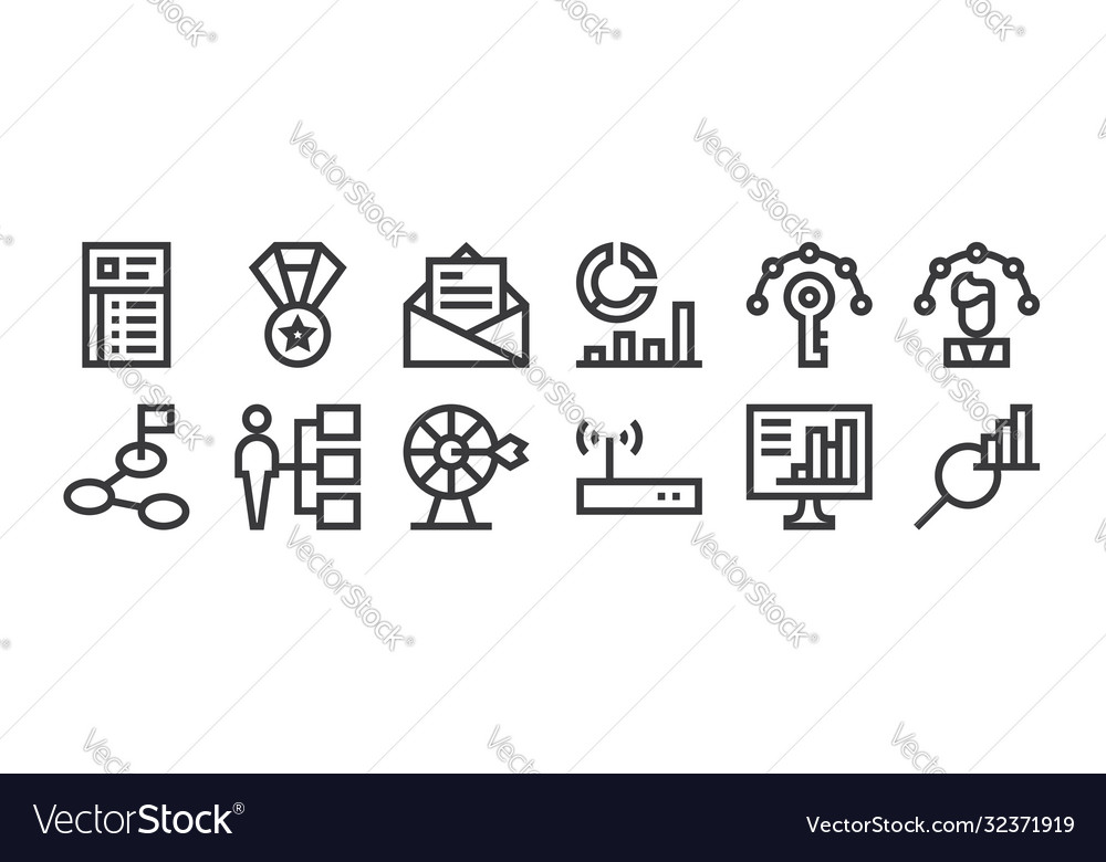12 Set Linear Job Resume Icons Thin Outline Vector Image