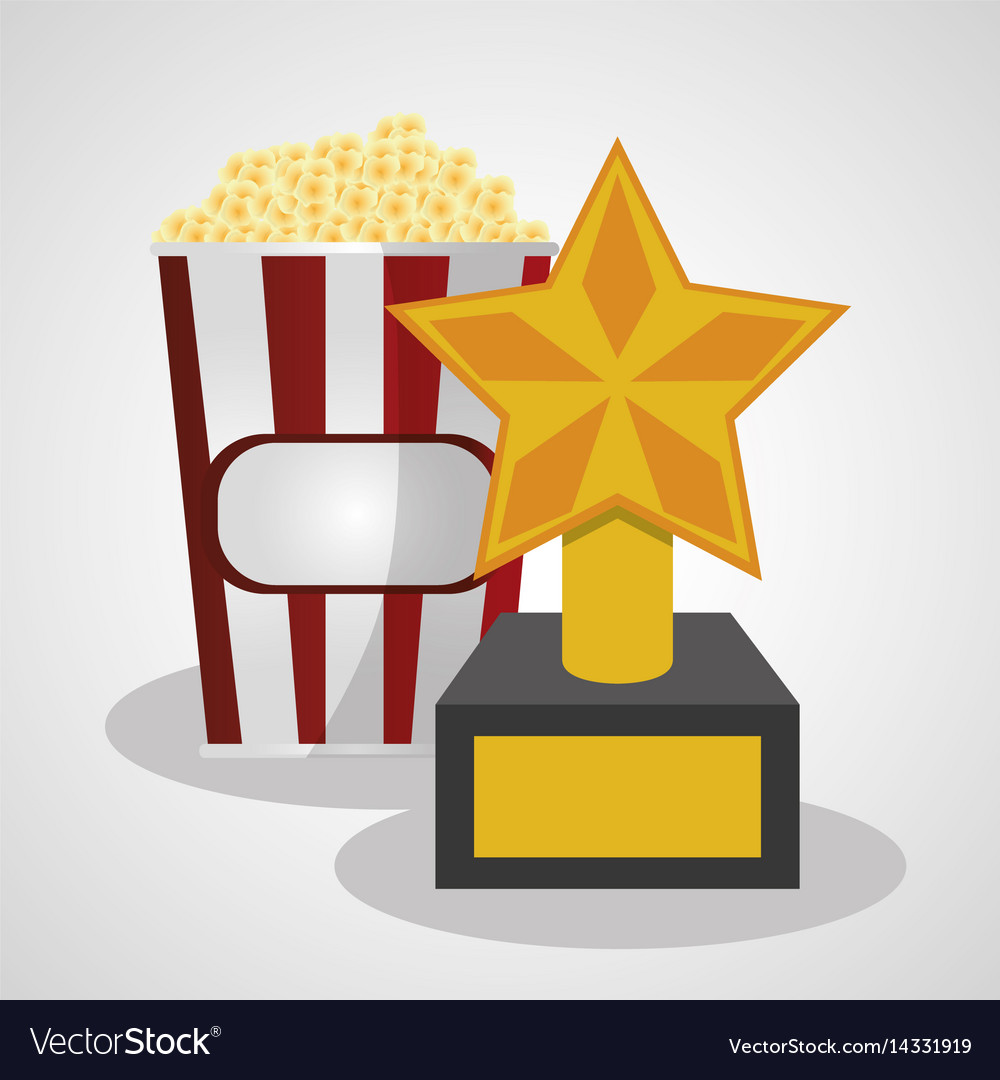 Cinema pop corn and trophy winner Royalty Free Vector Image