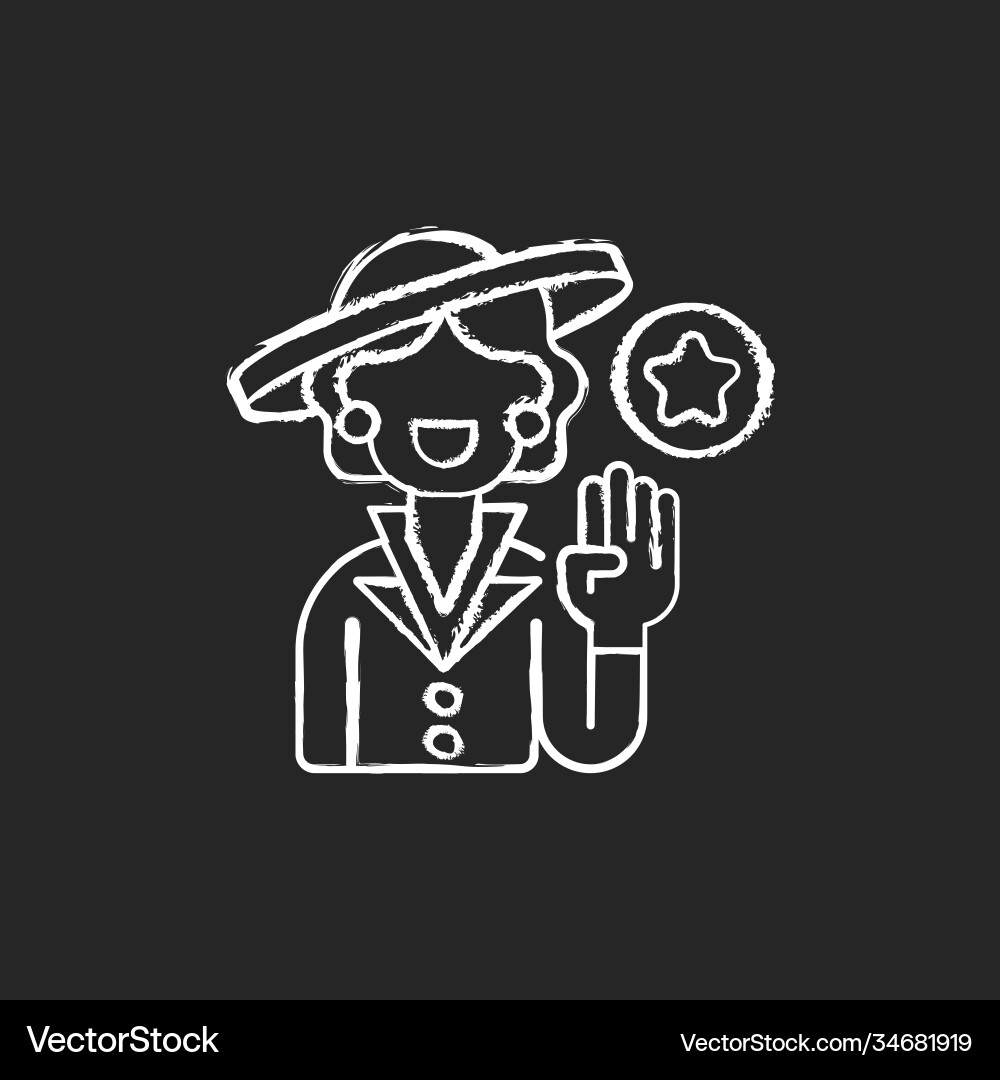 First lady chalk white icon on black background Vector Image