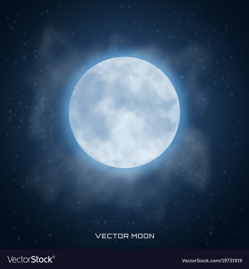 Realistic Beautiful Moon With Glow Effect Vector Image