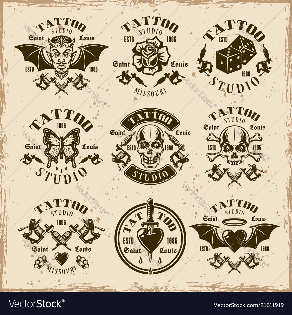 Set Vector Traditional Tattoo Style Emblems Old School Tattoo Logo Stock  Vector by ©Vecster 403920516