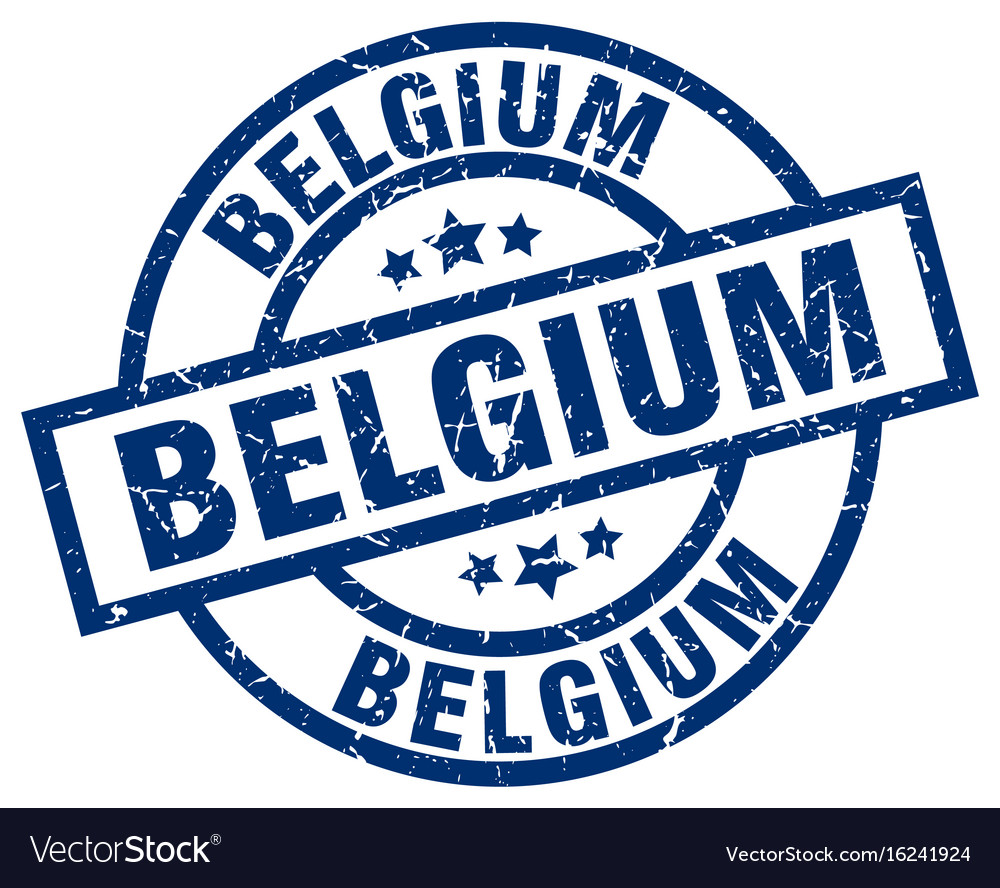 Belgium blue round grunge stamp Royalty Free Vector Image