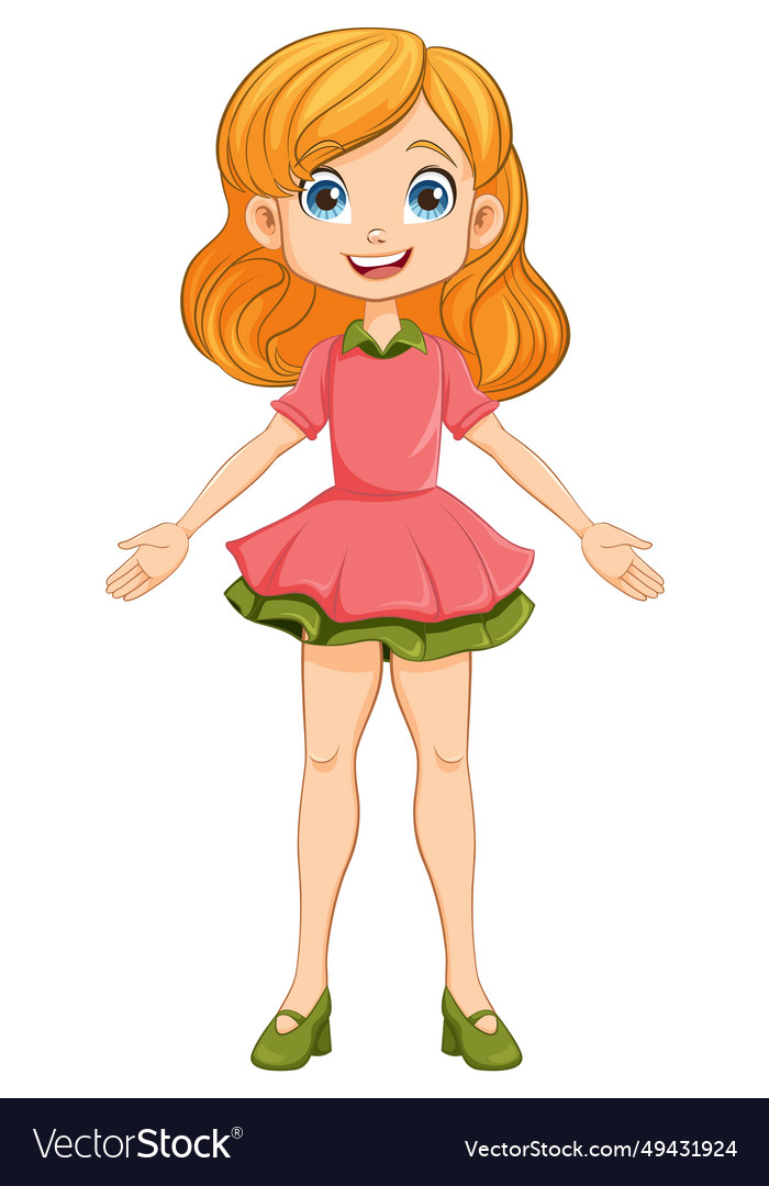 Cheerful girl cartoon character standing Vector Image