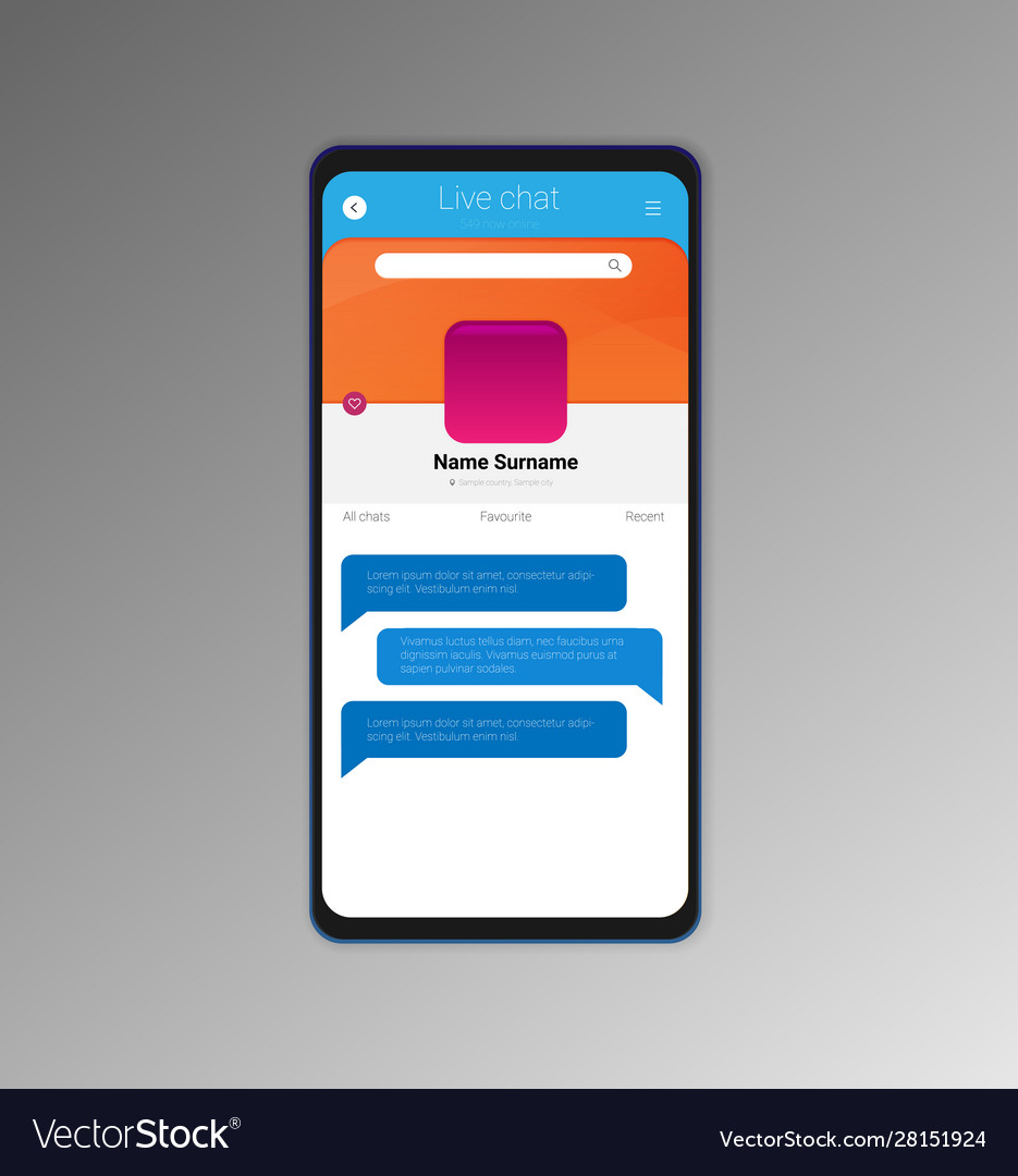 Mobile Application Interface Live Chat Ui Ux Gui Vector Image