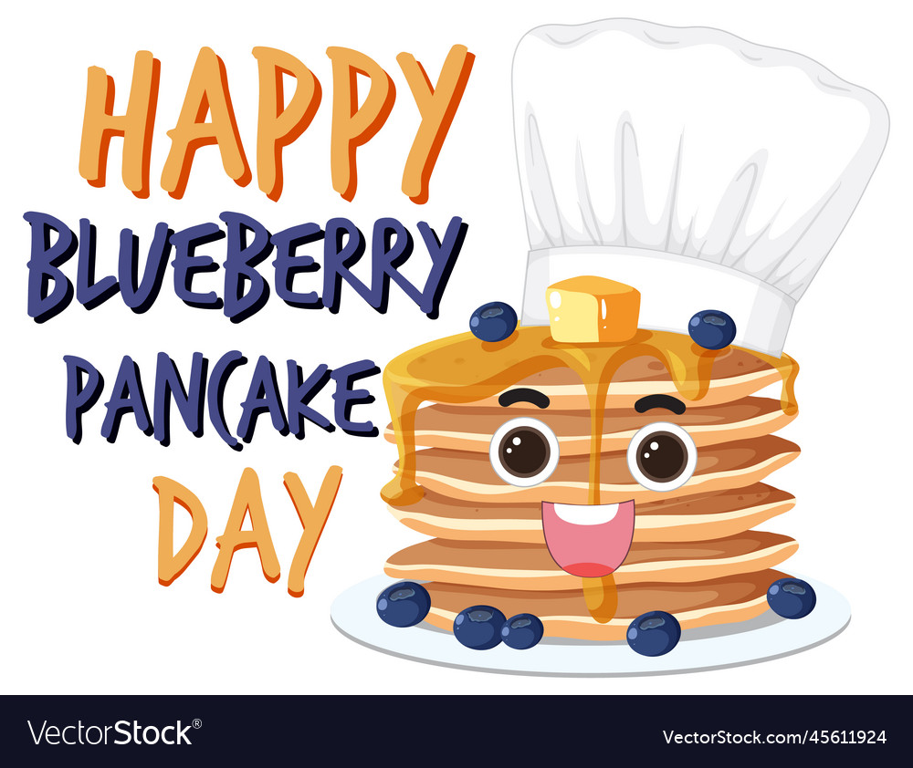 National blueberry pancake day banner Royalty Free Vector