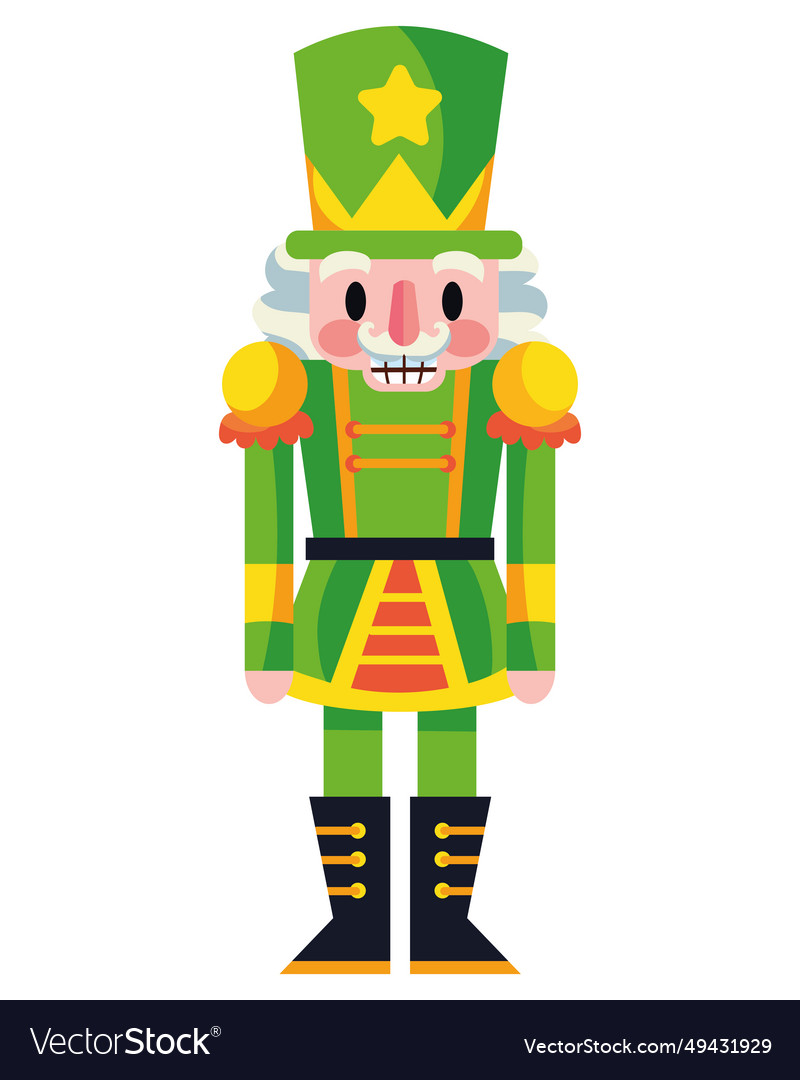 Christmas nutcracker in green uniform Royalty Free Vector