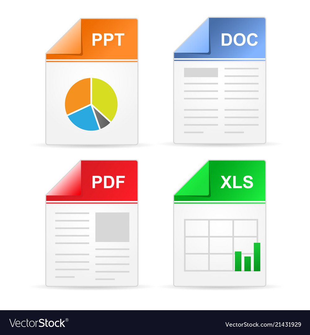 Download Filetype format icons - ppt doc pdf xls Royalty Free Vector