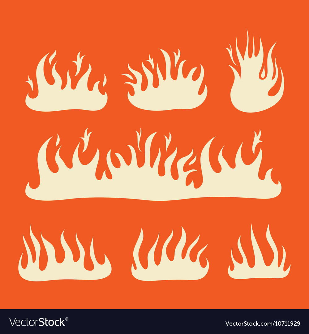 Fire Flames Set Royalty Free Vector Image Vectorstock