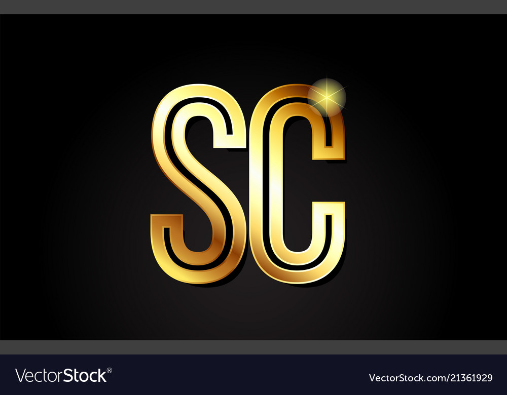 Gold Alphabet Letter Sc S C Logo Combination Icon Vector Image 8787