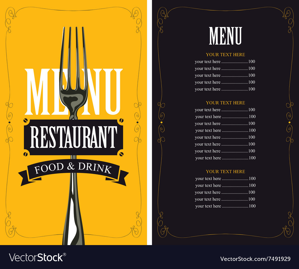 Menu with fork Royalty Free Vector Image - VectorStock