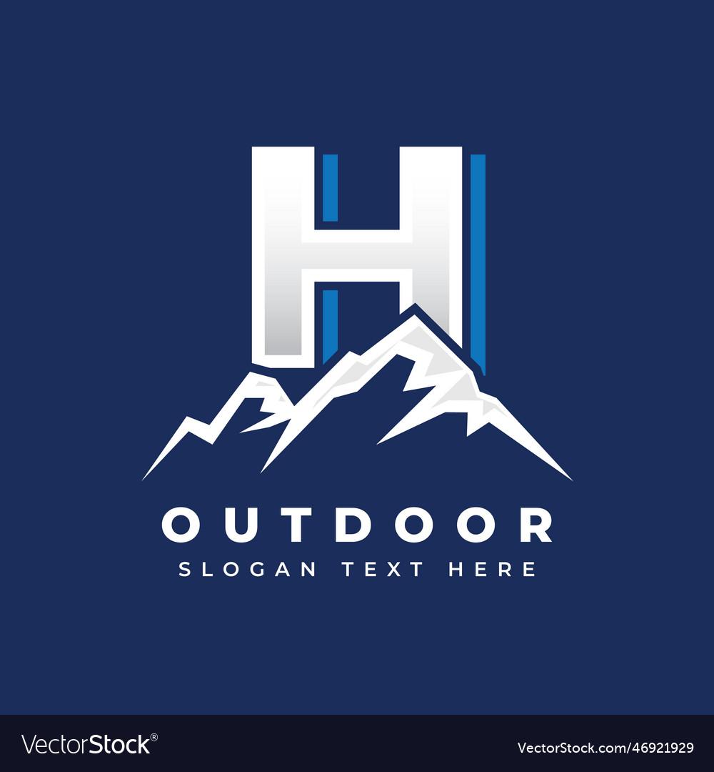 Mountain logo silhouette with letter Royalty Free Vector