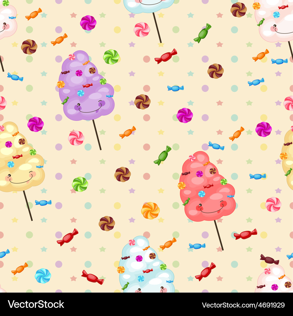 Seamless pattern sweets cotton candy Royalty Free Vector