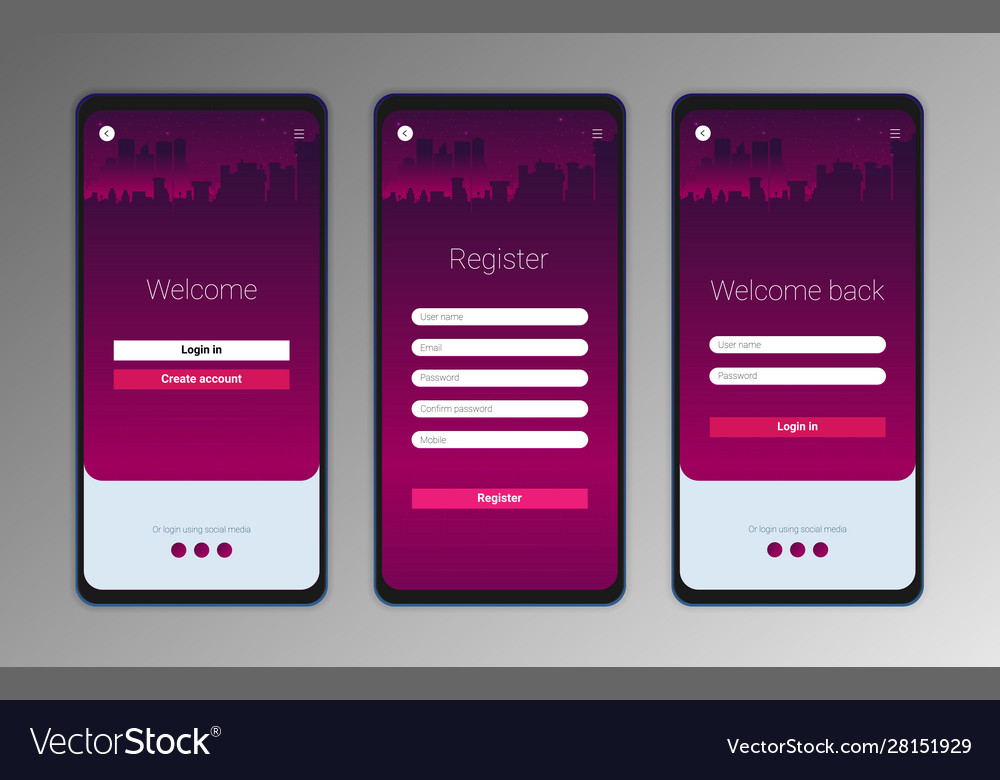 Ui Ux Mobile Application Interface Design Vector Image