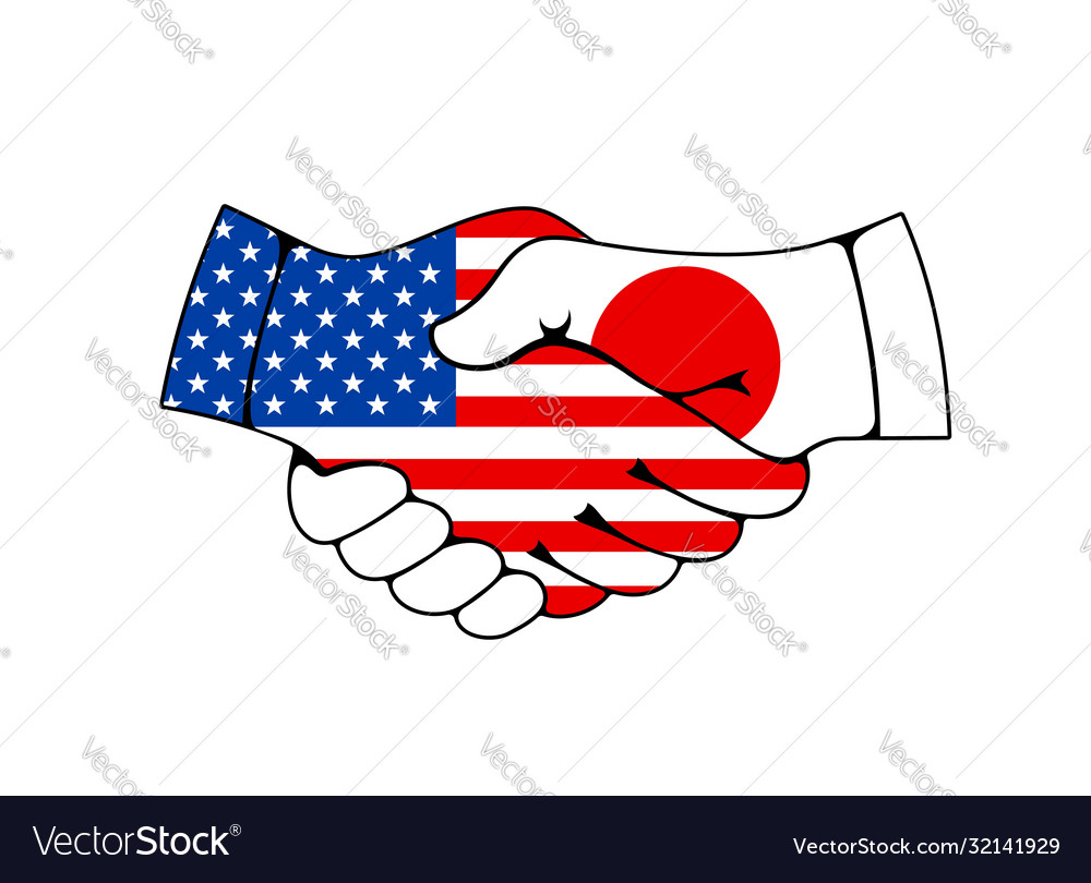 Usa and japan handshake trade business deal Vector Image