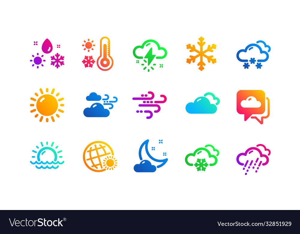 Weather and forecast icons cloudy sky winter Vector Image