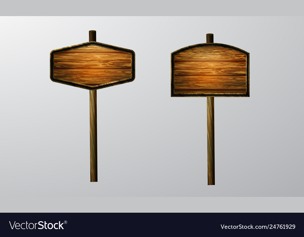 Wooden blank cartoon sign board Royalty Free Vector Image