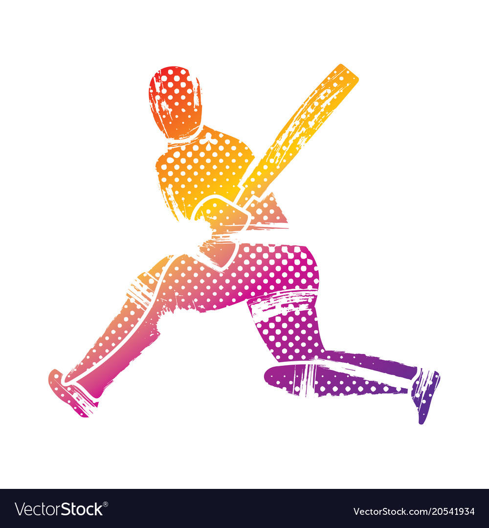 Cricket player hit shot design Royalty Free Vector Image