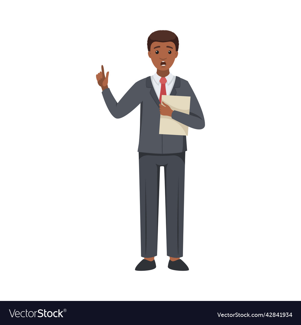 Office african american man character in suit Vector Image