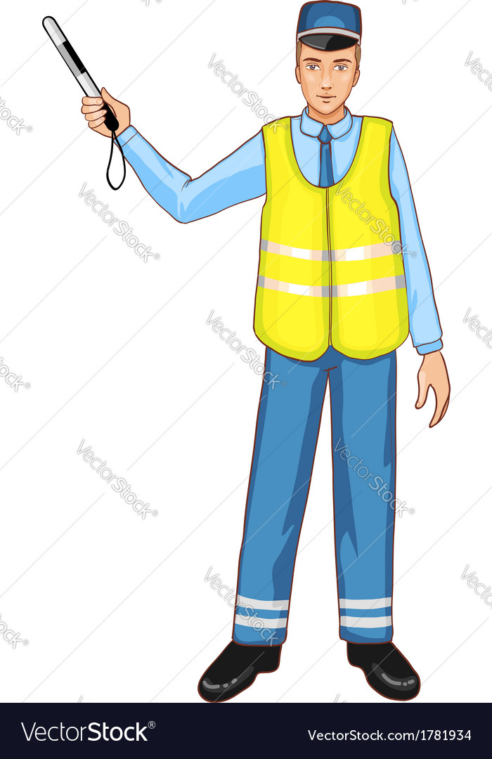 Young traffic-controller with rod eps10 Royalty Free Vector