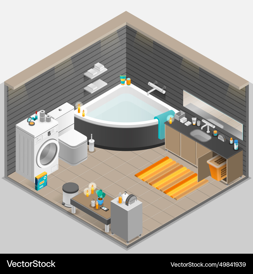 Bathroom isometric Royalty Free Vector Image - VectorStock