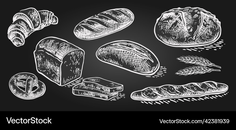 Bread set neg Royalty Free Vector Image - VectorStock