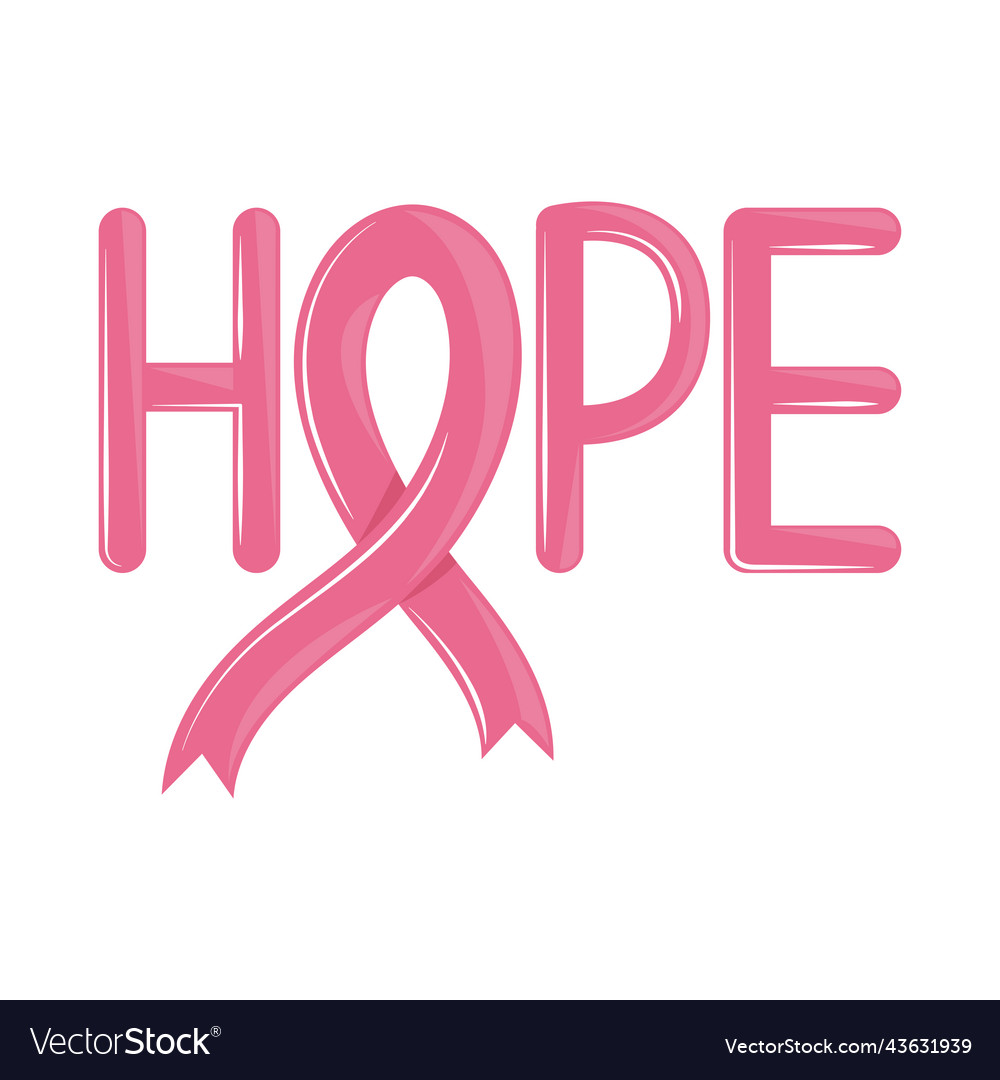 Hope ribbon cancer awareness Royalty Free Vector Image