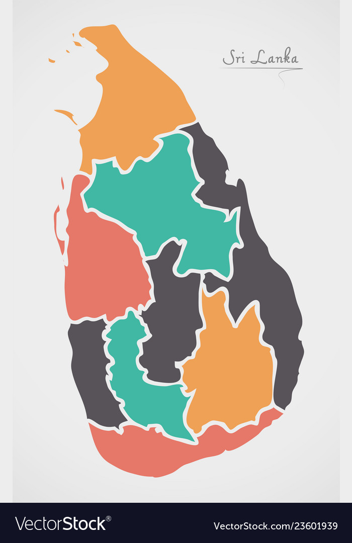 Sri lanka map with states and modern round shapes Vector Image