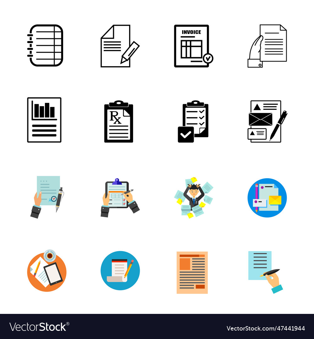 Business documents icon set Royalty Free Vector Image