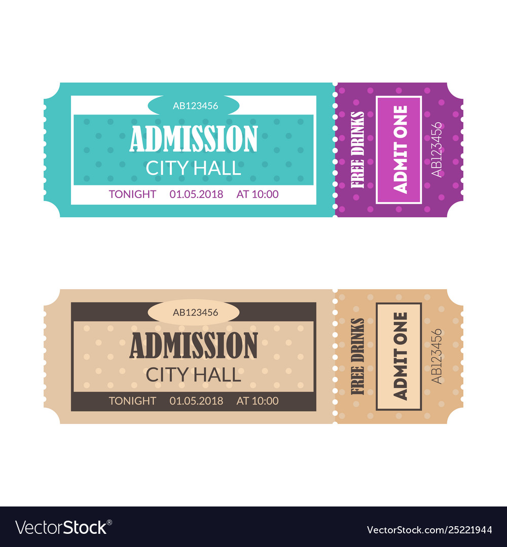 Cartoon color mockup template tickets set Vector Image