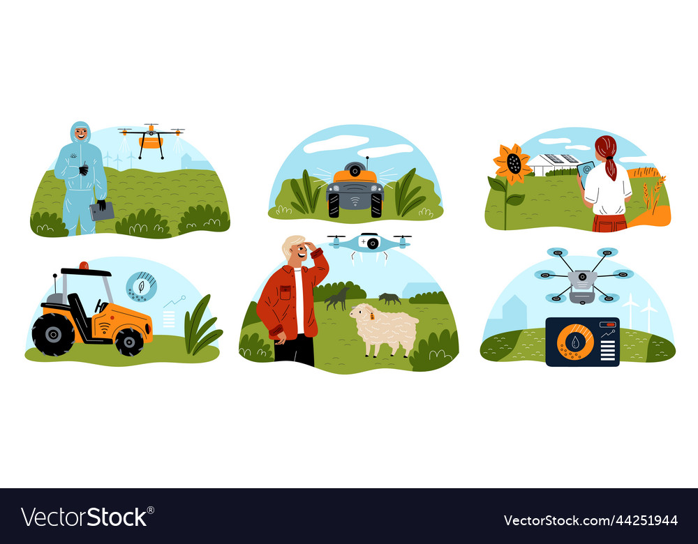 Cartoon smart farm people agricultural work Vector Image