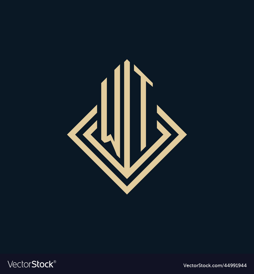 Initials wt logo rhombus lines shape style luxury Vector Image