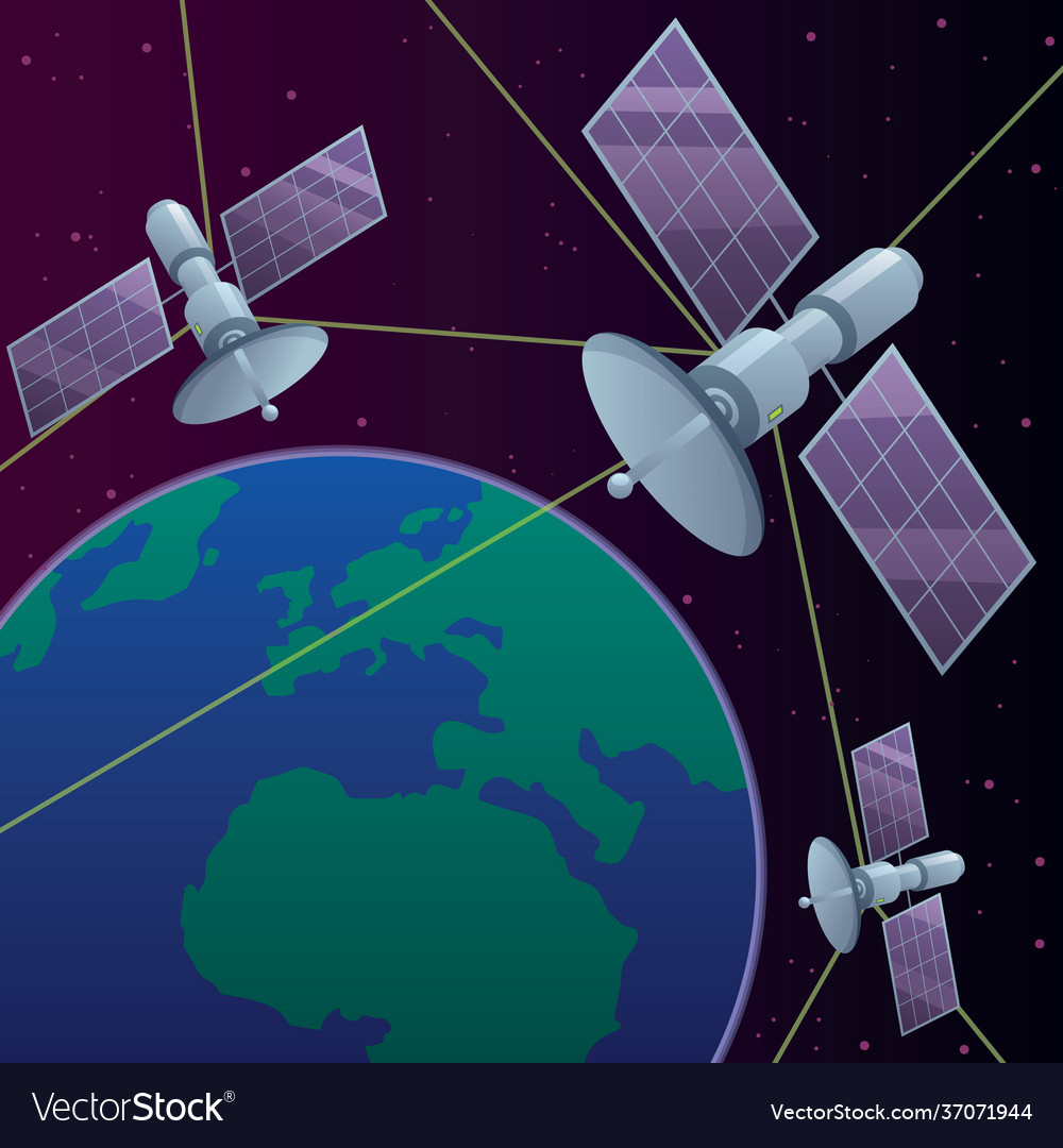 Space satellite network vector image Space satellite network