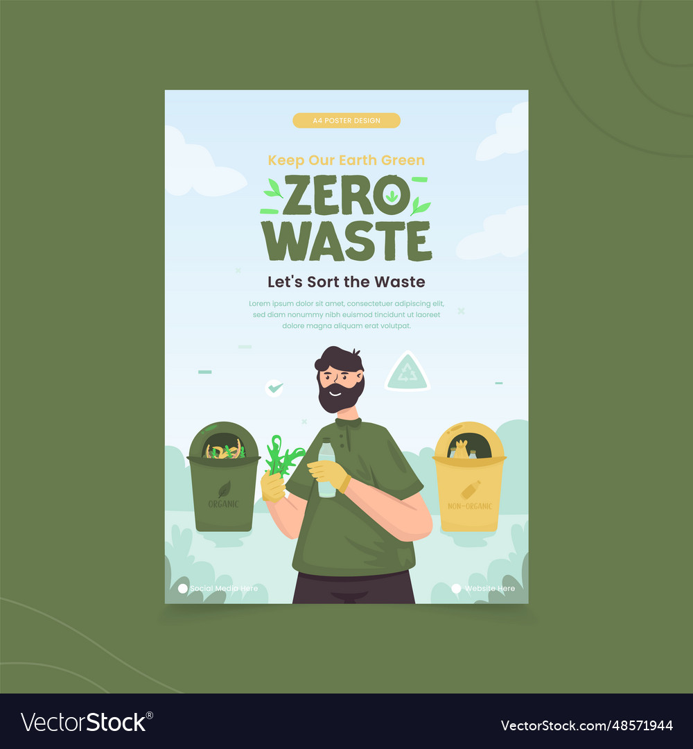 Zero waste sort the trash poster design Royalty Free Vector