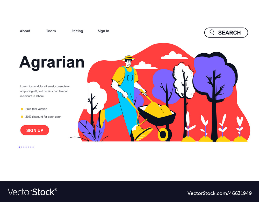 Agrarian Concept For Landing Page Template Vector Image