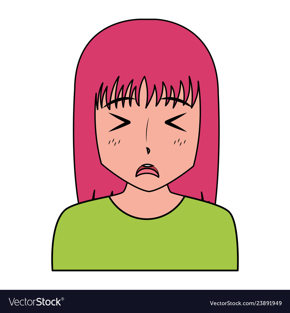 Anime girl manga portrait character Royalty Free Vector