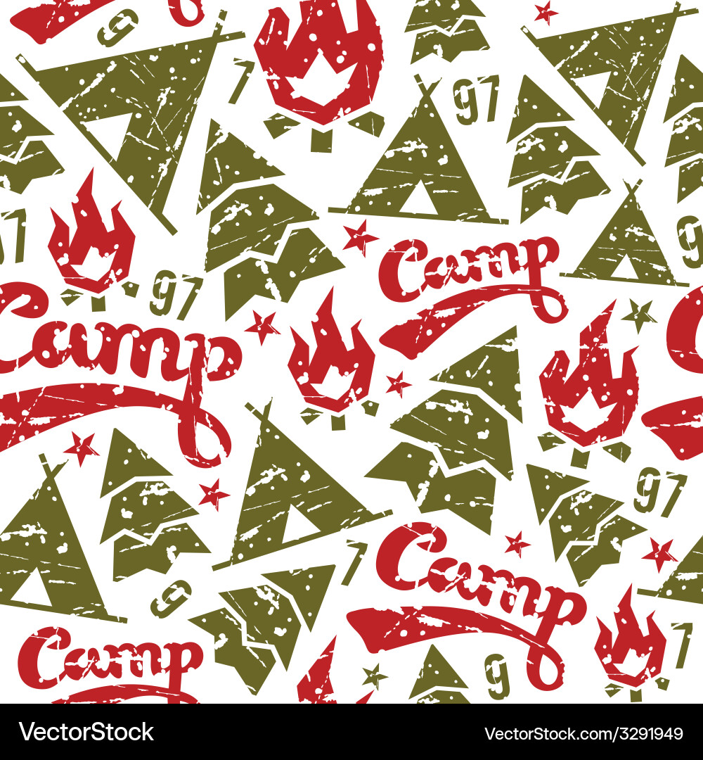 Camping seamless patterns Royalty Free Vector Image