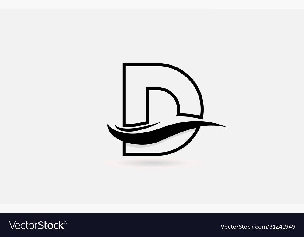 D black and white alphabet letter logo icon Vector Image