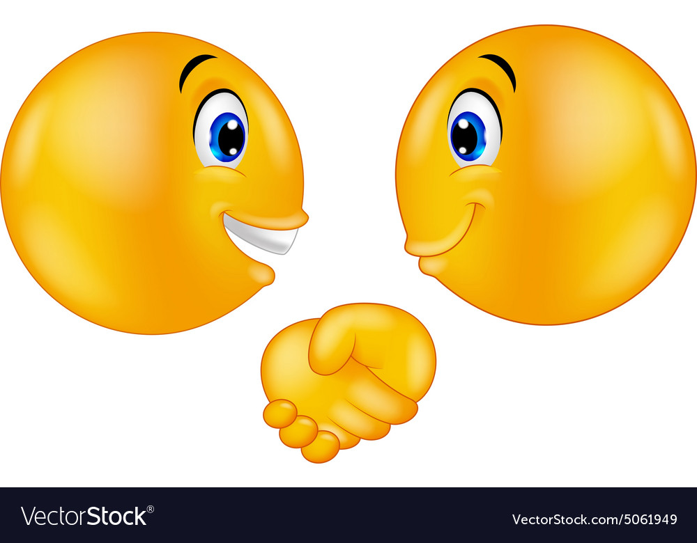 Emoticons shaking hands Royalty Free Vector Image