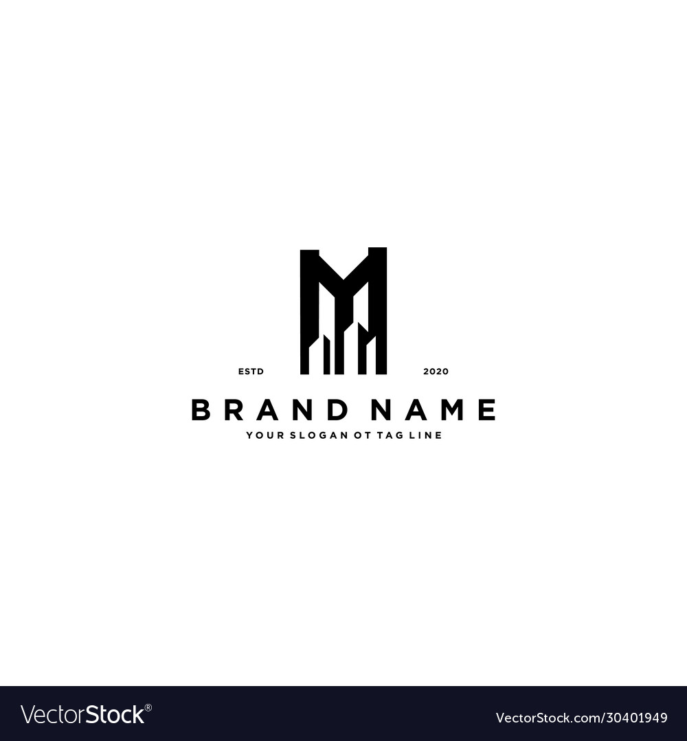 Letter m and build logo design Royalty Free Vector Image