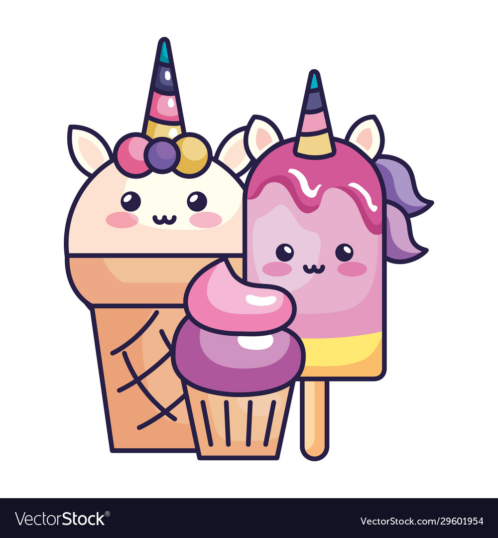 Premium Vector  Unicorn princess with icecream kawaii animal