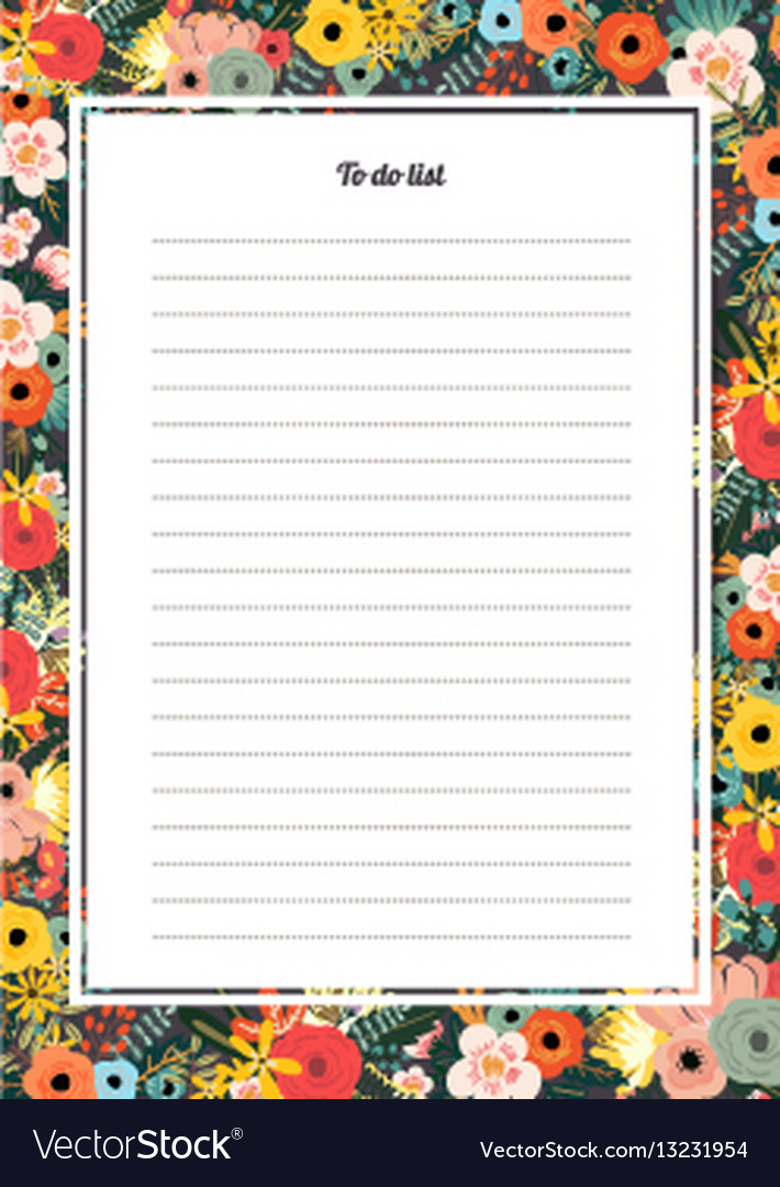 flowers poster template to do list royalty free vector image